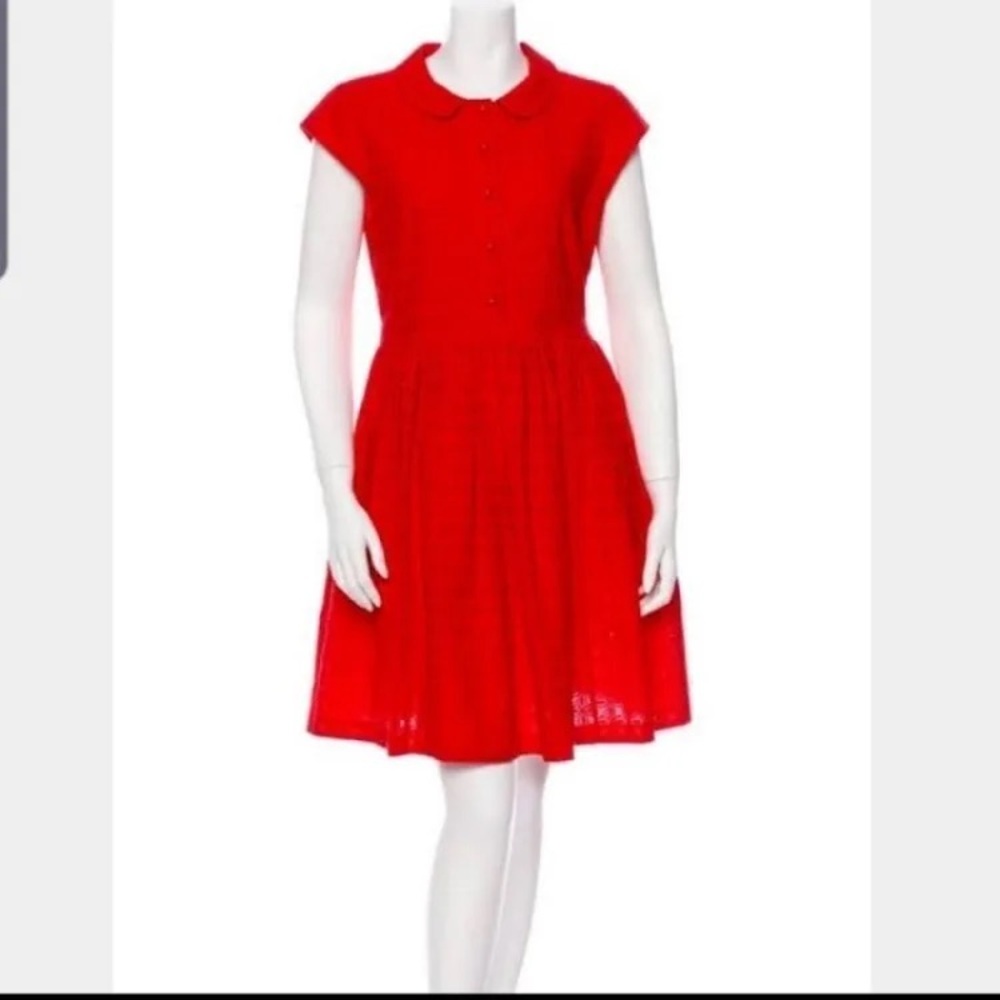 Kate Spade Courtney red eyelet Peter Pan collared dress sz 10